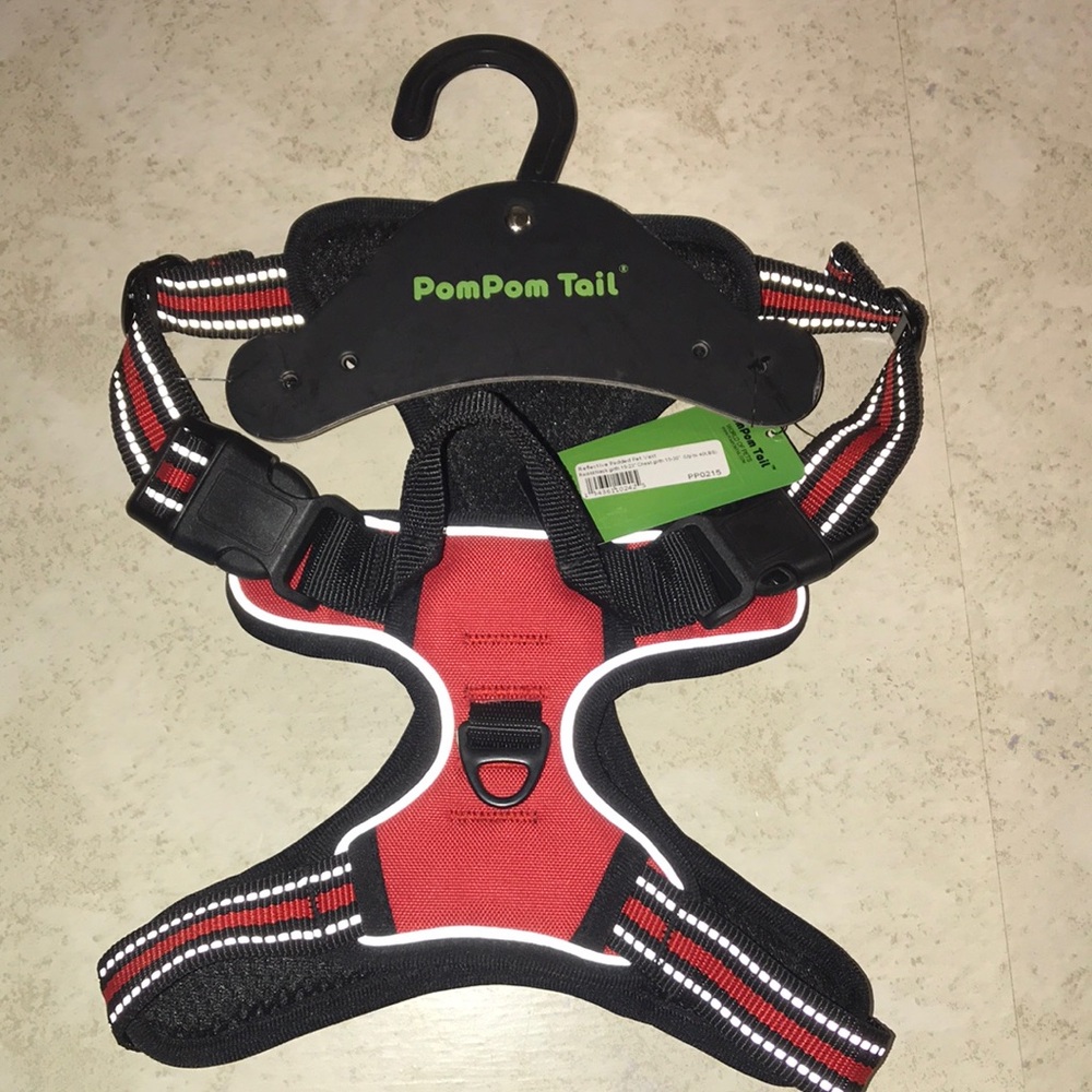 PomPom Tails Red Reflective Padded Pet Vest - Size M
